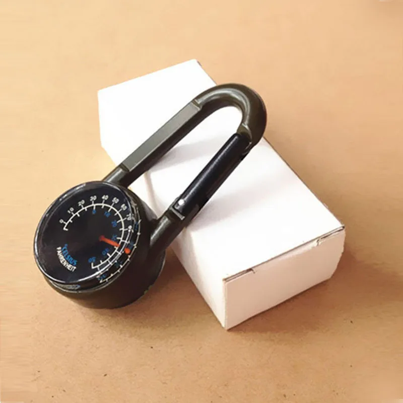 Multifunctional Mini Compass Thermometer Key chain Carabiner Clip Snap Hook Outdoor Camping Tool Hiking Goods Tourism Equipment (4)