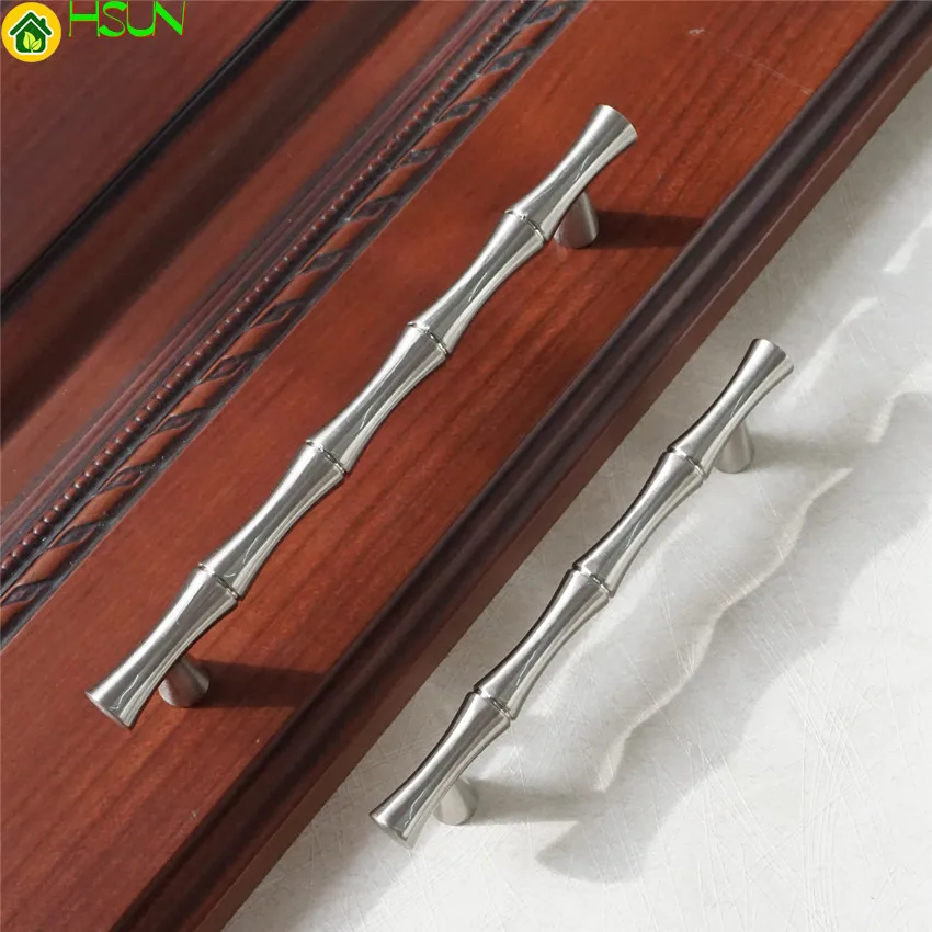 

2.5'' 3.75'' 5'' Silver Nickel Drawer Handles Dresser Handles Bamboo Door Pulls Handles Cabinet Handles Kitchen Hardware