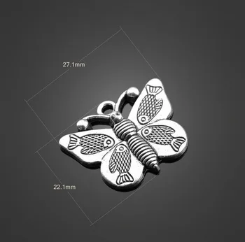 

100pcs Antique Silver Butterfly Charms Pendant-DIY Findings Necklace Bracelet Metal Fashion Bag Accessories 27.1mm X 22.1mm