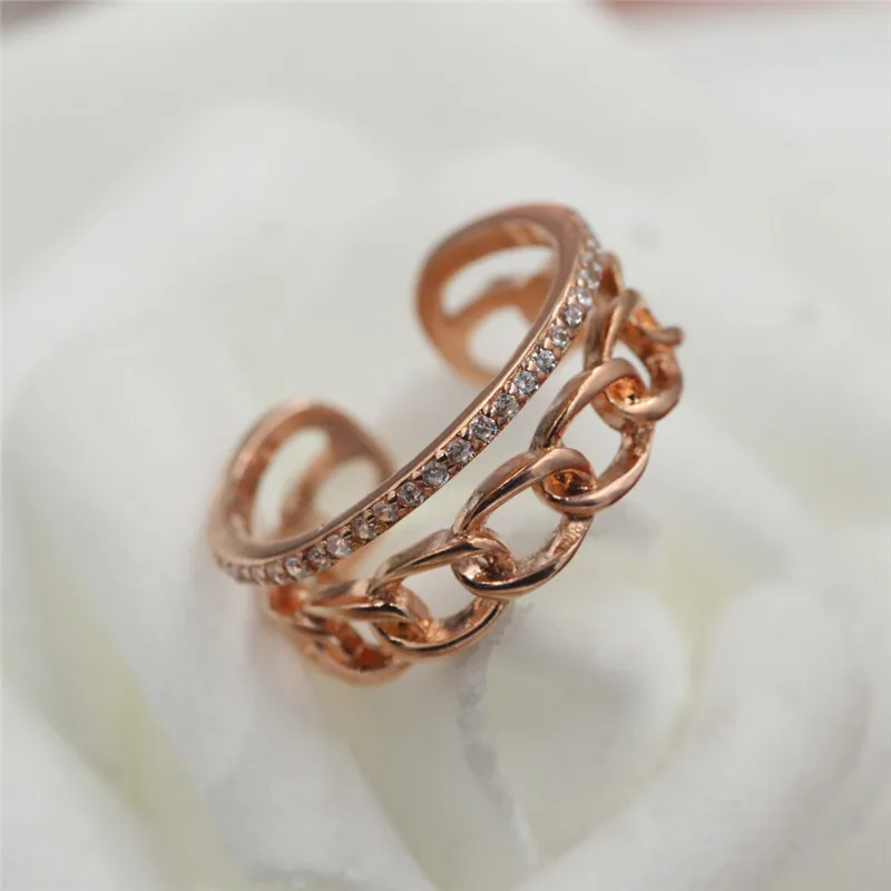 Love Rose Gold Color&ampSilver colorColor Unique Geometric Design CZ Ring Paved Austrian Zircon Fashion Jewelry C33 | Украшения и
