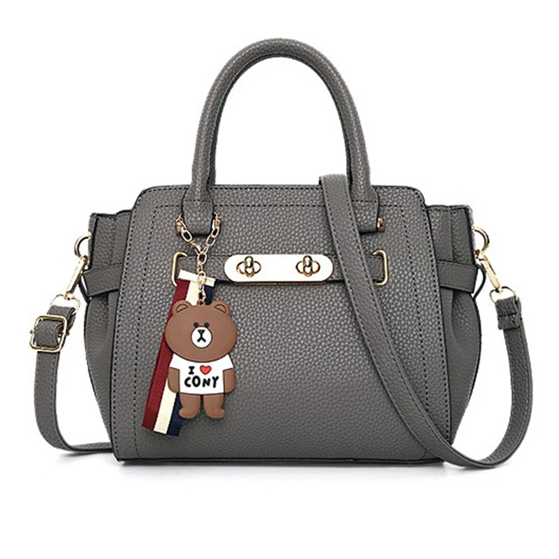 

Cute Beer Pendant Design Handbag Ladies Large Capacity Pu Leather Casual Messenger Bag Women Solid Single Shoulder Bags Female