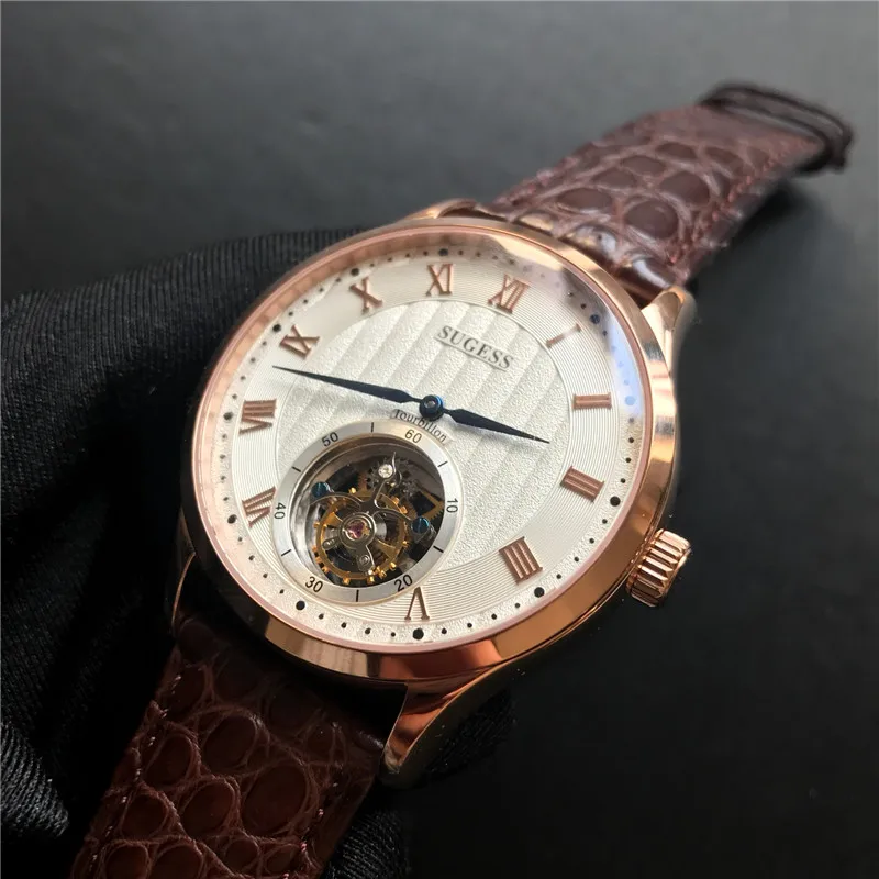 Лидирующий бренд, мужские часы tourbillon, роскошные, из натуральной крокодиловой кожи, 50 м, водонепроницаемые, повседневные, мужские, механические наручные часы, деловые