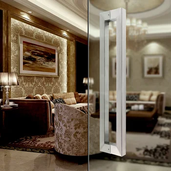 

Brushed stainless steel 8-12mm door handle square tube glass Door Handles Hardware barn door handles wooden door