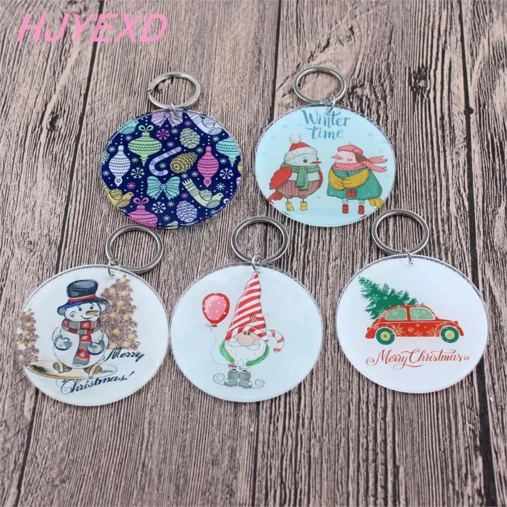 Buy (5pcs/lot) 63.5mm Clear Acrylic Keychain Santa 2.5