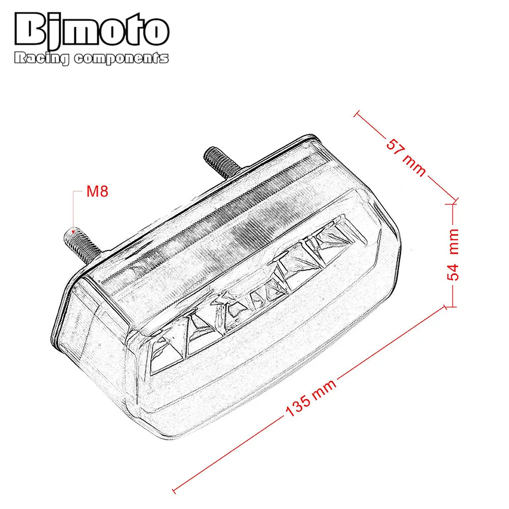 Bjmoto мотоциклы квадроциклы Универсальный светодиодный задний фонарь Мотокросс