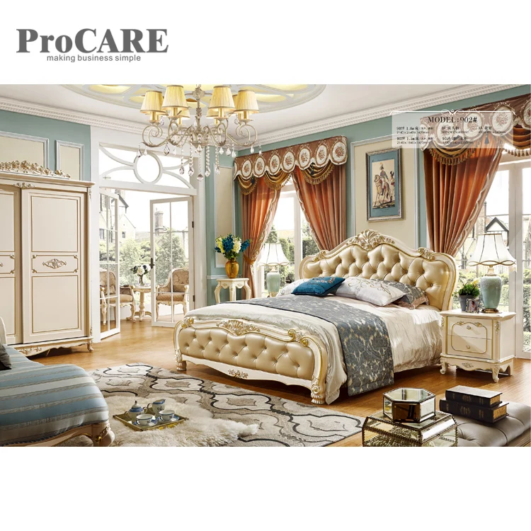 الكلاسيكية غرفة نوم الأوروبية الملكي سرير خشبي تصاميم-902