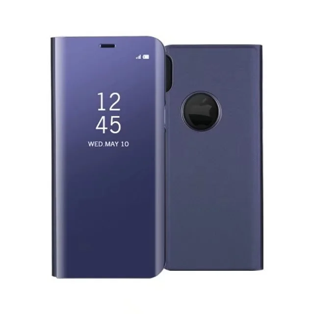 Умный зеркальный чехол для телефона samsung S10 S9 S8 Plus S7 S6 Edge откидной Чехол для телефона S10 Plus кожаный задний Чехол бант etui - Цвет: purple