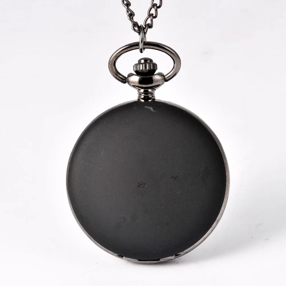 Ретро сплошной цвет простые черные кварцевые карманные часы для мужчин и женщин Гладкий арабский цифровой дисплей кулон Fob часы подарок часы цепь