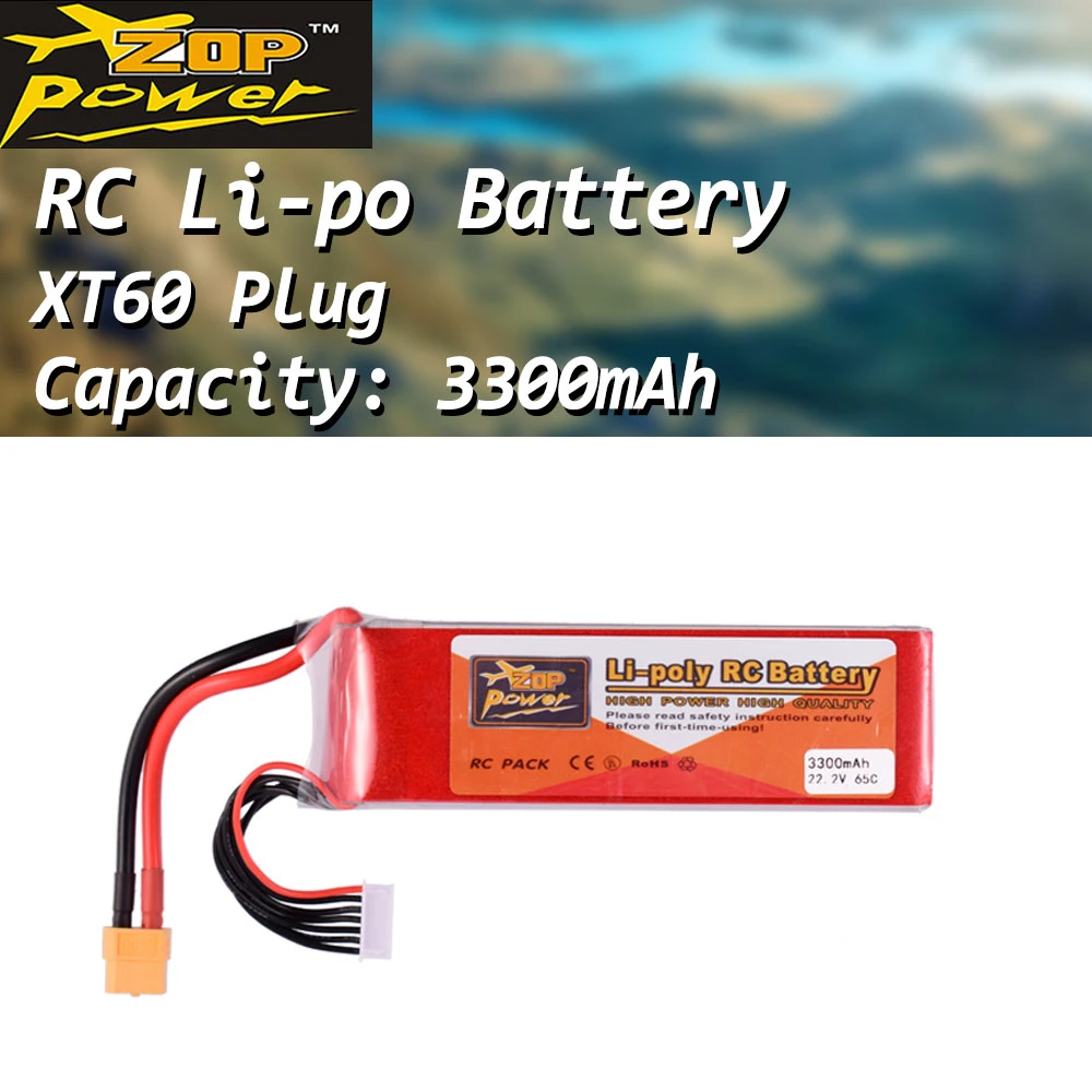 ZOP POWER 22.2V 65C 3300mAh 6S Lipo Battery XT60 Plug Rechargeable for RC Racing Drone Quadcopter Helicopter Car Boat ZOP POWER 22.2V 65C 3300mAh 6S Lipo Battery XT60 Plug Rechargeable for RC Racing Drone Quadcopter Helicopter Car Boat