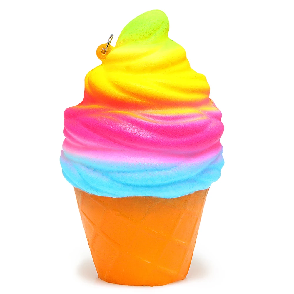squishy toy rainbow ice cream key ring cup squishies squeeze toy