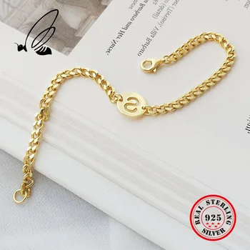 

Fashion 925 Sterling Silver Bracelet For Women Simple Letters S Gold Color Bracelet Sweet Girlfriends Party Fine Jewelry Gifts