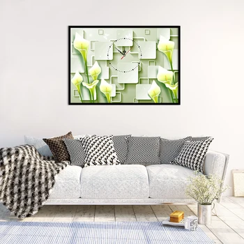 

Calla Full Round Diamond Embroidery Wall Clock 5D DIY Butterfly Diamond Painting Cross Stitch Watch Diamond Mosaic Home Decor