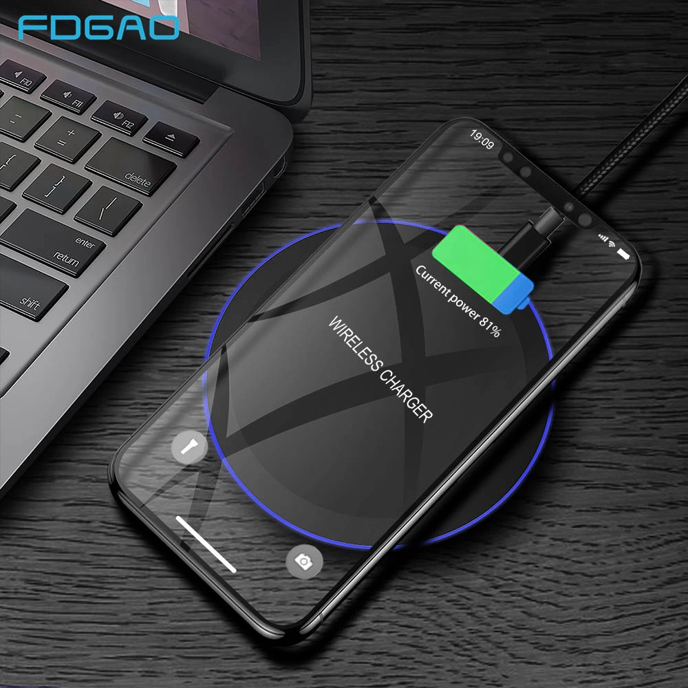 

FDGAO Wireless Charger For iPhone 8 X Xs Max Xr Qi Wireless Charging Pad Dock For Samsung Galaxy S9 S8 Plus Note 9 8 USB Charger
