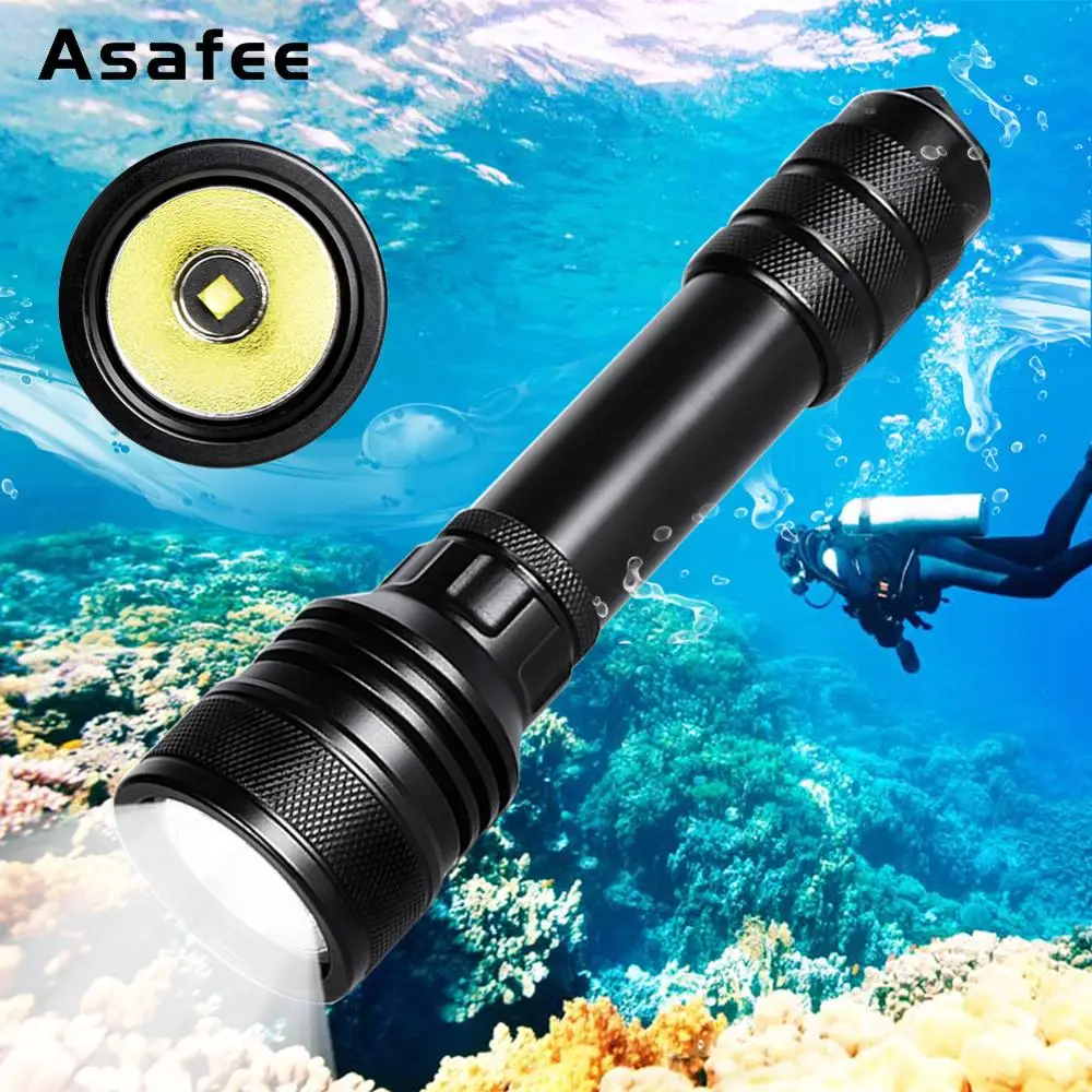 

Asafee Professional Flashlight for Diving 2000lumens CREE XHP-50 Underwater 150m Waterproof LED Scuba Diving Torch Diving Lamp
