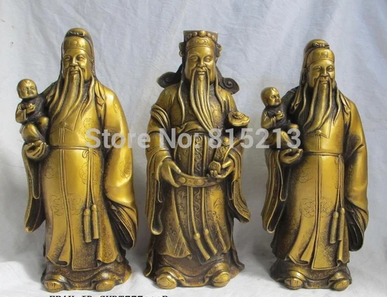 

bi001232 11.5"China classical Bronze Three Lucky Men | Three Star Gods |Fu Lu Shou statue