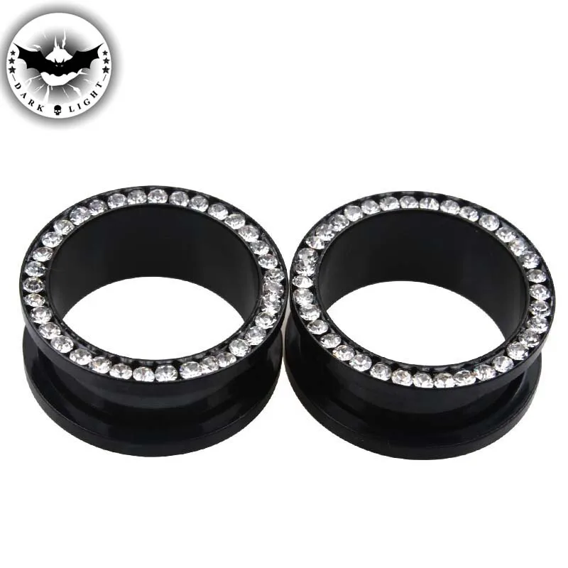 Buy 1 Pair Crystal Filled Stainless Steel Ear Tunnel