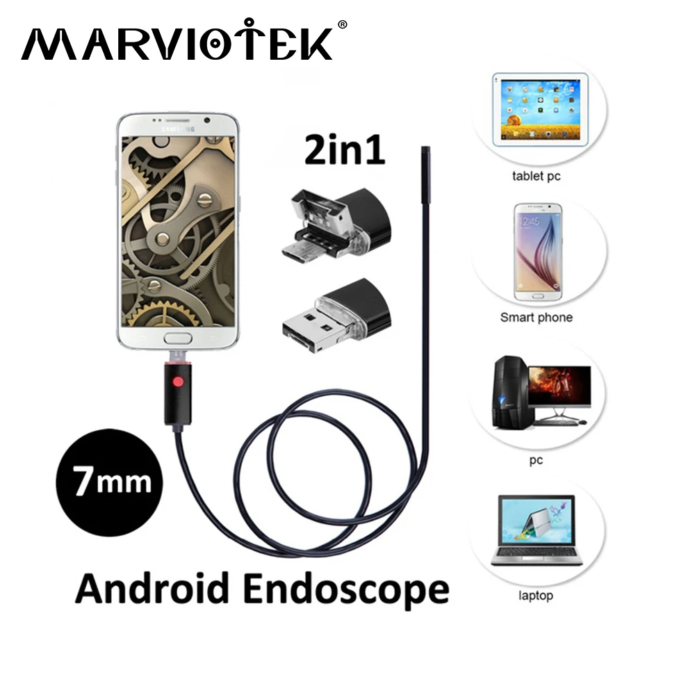 Mini Camera 2m 5m 10m 7MM Lens 2 IN 1 Android PC 720P HD Endoscope Tube
