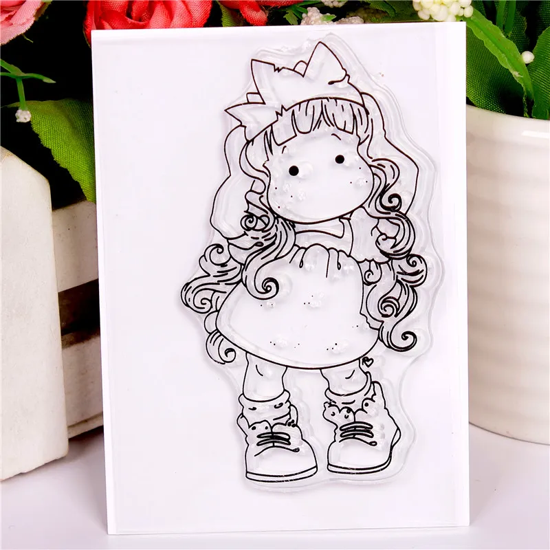 

Long-haired girl pattern Stamp Scrapbooking New Alphabet Stamp Embossing Craft Silicone Transparent Stamps