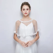 Новое Белое прозрачное Тюлевое обертывание с аппликацией для девочек, накидка для свадьбы, свадебная одежда подружки невесты, накидка ручной работы, модное женское летнее Болеро