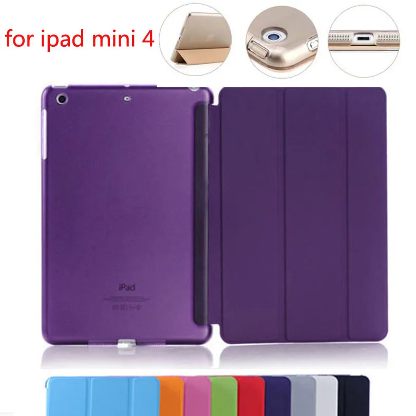 For iPad Mini4 Ultra Slim Magnetic Smart Cover PU Leather Case with clear transparent back case for Apple iPad Mini 4 apple-ipad-case : image For iPad Mini4 Ultra Slim Magnetic Smart Cover PU Leather Case with clear transparent back case for Apple iPad Mini 4 apple-ipad-case
