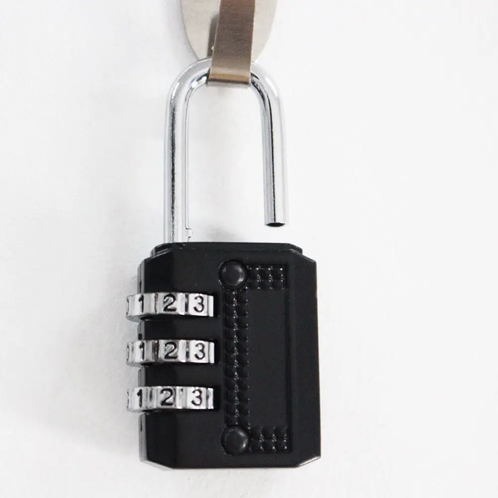 3 Digit Resettable Combination Padlock Luggage Case Padlock Box Black Lock Coded Lock School Gym Locker Sheds Free Shipping