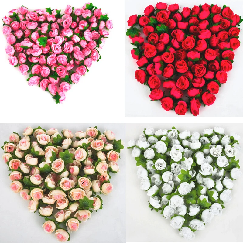 

GUIGUI 100pcs/set Rose Artificial Silk Flower Heads DIY Home Decoration Wedding Party Decor Craft Artificial Handmade Flowers