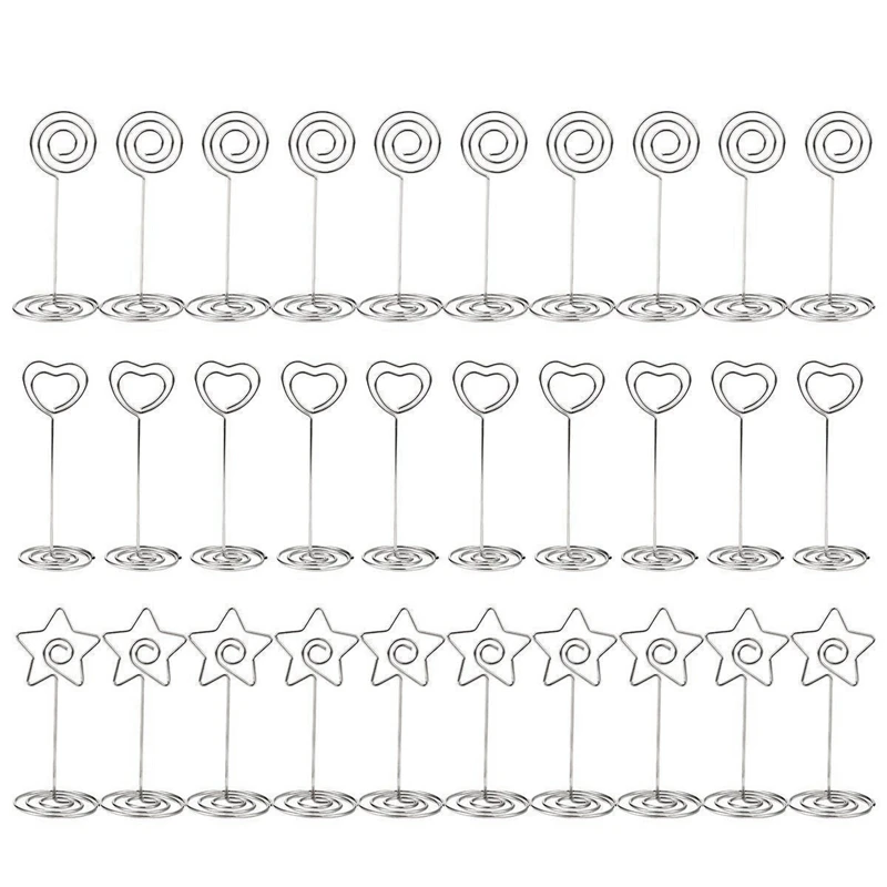 

30 packs table location card number holder, 3.3inch desktop line heart ring constellation logo location business card number p