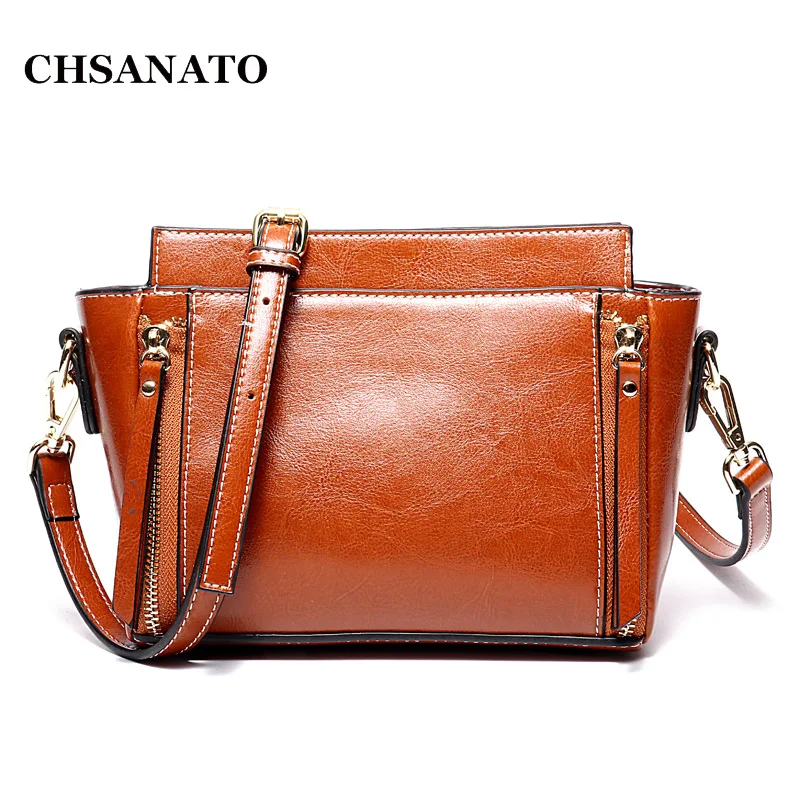 

CHSANATO 2018 Genuine leather Women's Crossbody Bag Famous Brand Designer Ladies Shoulder Messenger Bags Girls Tote