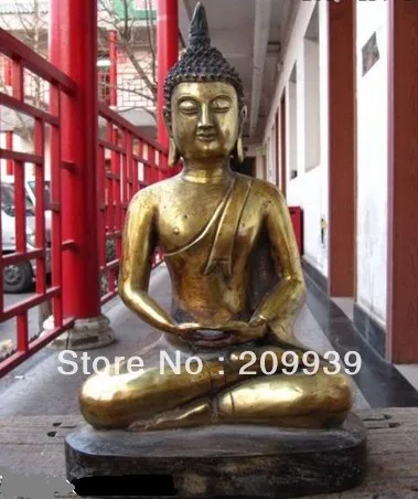 

001227 12"Classic Bronze Gild Thailand Sakyamuni Buddha Statue