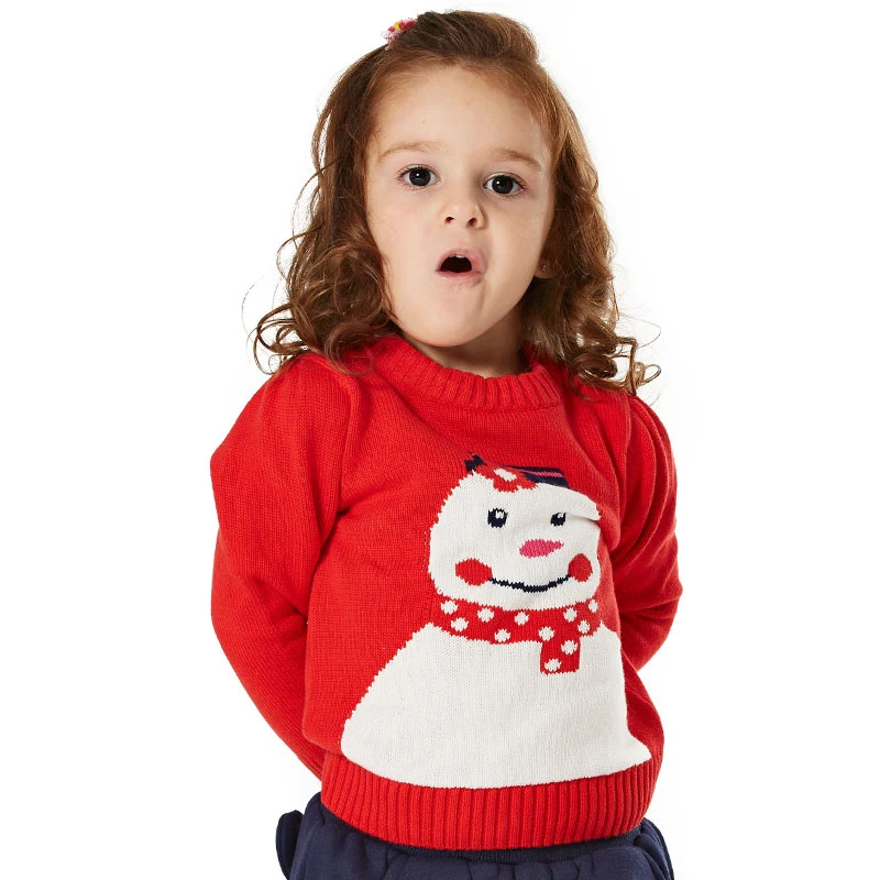 Free shipping winter baby girls clothes sweet snowman pattern knitted