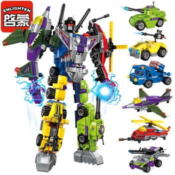

Enlighten Mecha Educational Building Blocks Robot Transformer Helicopter Aircraft Army Car Destroyer Tank Compatible Brinquedos