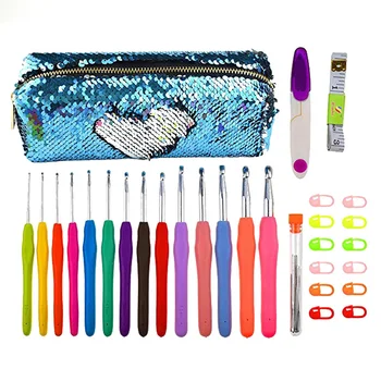 

Crochet Hook Set Ergonomic Soft Handle 2.0mm-10.0mm Knitting Needle Hook Sewing Accessories With Storage Bag
