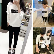 2016 enfants vêtements automne hiver mère et fille vêtements Vêtements Pour La Famille ensemble de mode lâche chemise Famille Correspondant Tenues