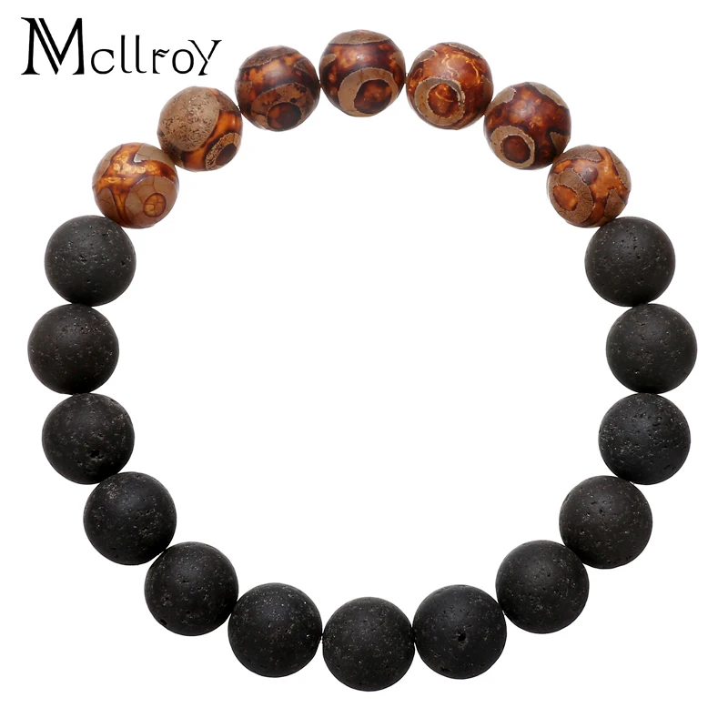 

Mcllroy Volcanic Lava Stone Tiger Eye 10mm Beaded bracelet For Men Fashion personality Jewelry Dzi Bracelets Bangles
