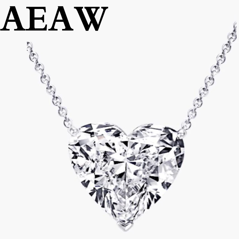 Ожерелье в форме сердца Moissanite 1 карат цвет DF VVS 18K WG прикрепите регулятор 3 см к