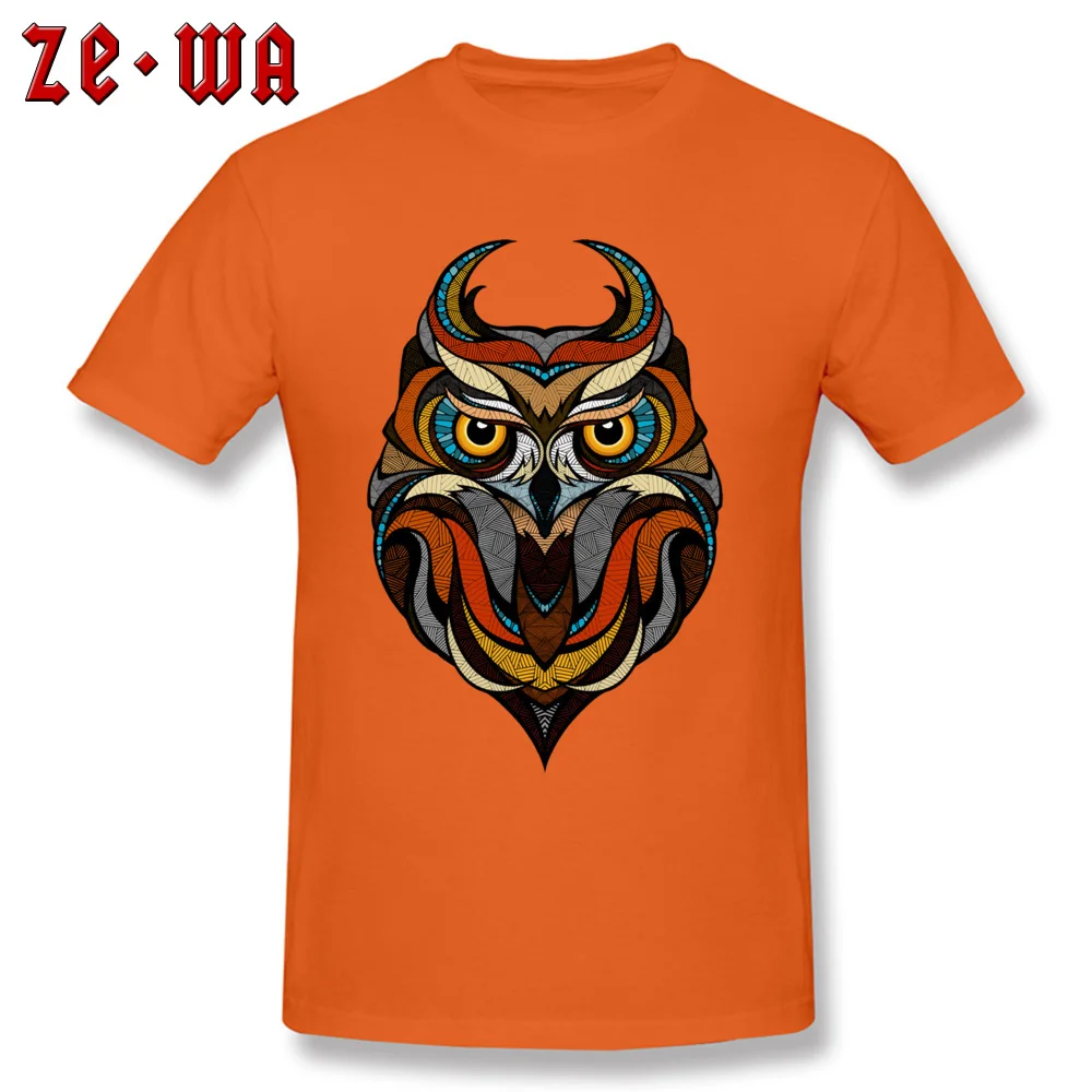 Customized Decorative Owl Mens T-Shirt 2018 Summer Short Sleeve Crewneck 100% Cotton Tops T Shirt Printing Tops T Shirt Decorative Owl  orange