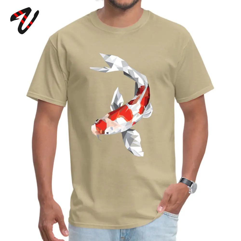 Koi Fish T-shirts Funny Short Sleeve Designer Crewneck Cotton Fabric Tops T Shirt Casual Tees for Men April FOOL DAY Koi Fish 1322 beige