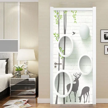 

Modern Abstract Tree Circle Mural Photo Wallpaper 3D PVC Self Adhesive Waterproof Door Sticker Living Room Kids Room Home Decor