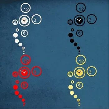 

Fashion DIY Home Decoration Mirror Wall Stickers Clock Living Room Wall Clock Gold Silver Black Red Available