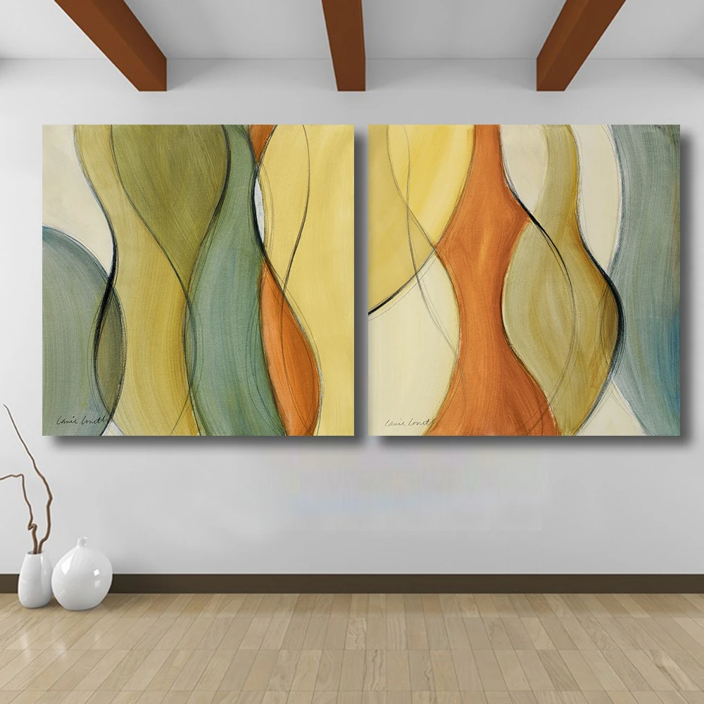 

QKART Cuadros Decorativos 2 Piezas Abstract oil Painting Wall Pictures for living room Bedroom Home Decorations Canvas Painting