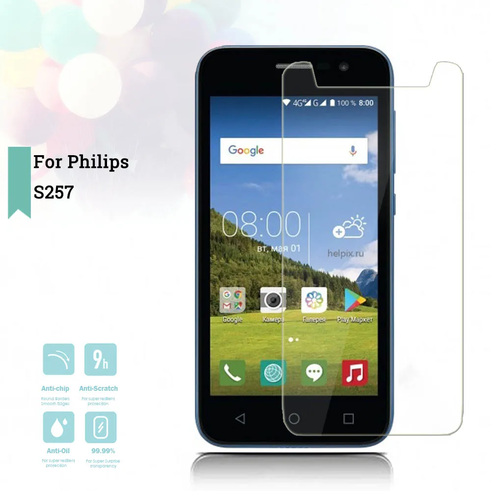 

2.5D 0.26mm Ultra Thin Tempered Glass For Philips S257 Toughened Protector Film Protective Screen Case Cover Universal