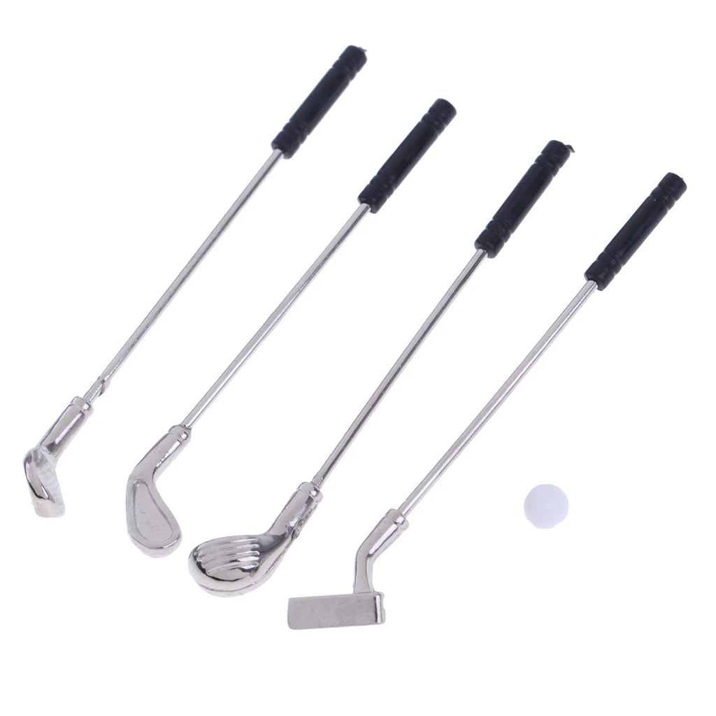 Miniature 5 Pieces Golf Kit Sports Equipment for 1/12 Dolls House Garden Life Scenes Room Items Accessories