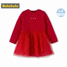 Balabala/платье из ткани для маленьких девочек тонкий вязаный свитер+ фатиновое платье с застежкой на плече для новорожденных