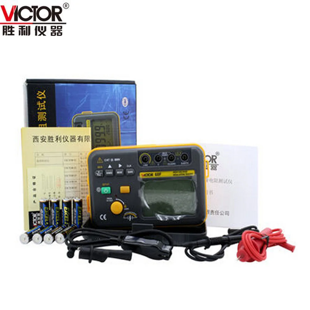 Цифровой тестер сопротивления изоляции VICTOR VC60F Mega Meter измерение 2500 В/0 00 ~ 100 м Ом |