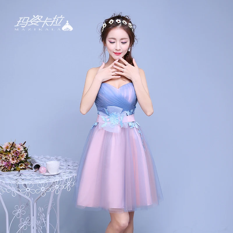 2016 hot sale formal dress tube top banquet evening dress short design sisters dress sexy dress Vestidos de fiesta