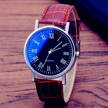 

2019 Mens Watches Top Brand Luxury Casual Watch Clock Fashion Faux Leather Mens Quarts Watches Blue Ray Men Wrist Watch A Gift