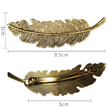 

1PC Metal Leaf Shape Hair Clip Barrette Fashion Feather Hairpin Hair Styling Tool Headwear Accessories Gold /Silver Summer New