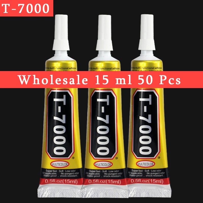 

50 Pcs Black T-7000 Glue 15ml Multi Purpose Adhesive Epoxy Resin Crafts Glass Touch Screen Cell Phone Repair Super glue T7000