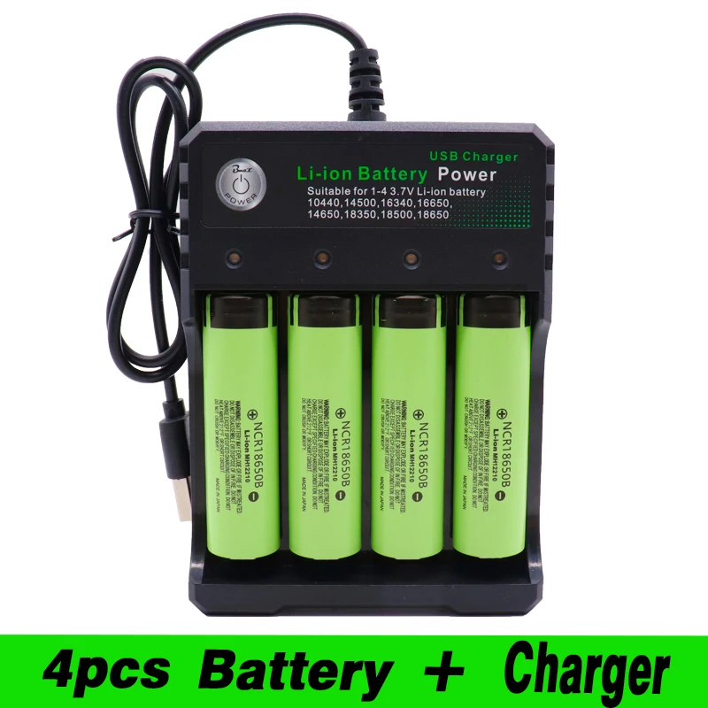 /18650 литий-ионная аккумуляторная батарея для Panasonic NCR 18650B 3400mAh фонарик инструмент+ USB Quad Smart Char