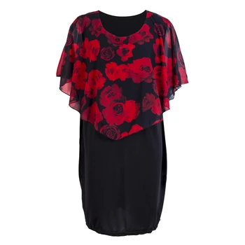 

3Colors Women Dress Plus Size Rose Valentine Overlay Capelet Bodycon Dress 2018 Party Office Ladies Dresses Vestidos